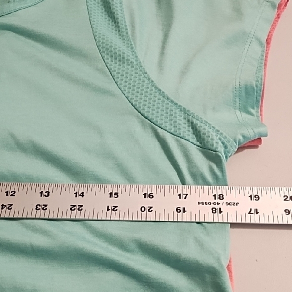 2 Avia Pink and Green Fitted Short Sleeve Work out Athleisure Tee Shirts - Picture 5 of 16